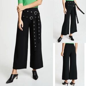Cinq à Sept Black Wide-Leg Pants with Grommet Belt